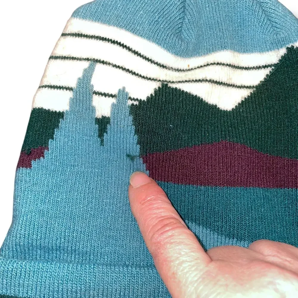 LL Bean Katahdin Beanie Hat Cuffed Adult Skullie Skyline Mountain Ski Snow Retro - Picture 6 of 13